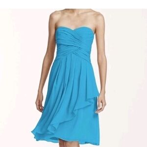 David‎ Bridal Bridesmaid Malibu Blue strapless dress Size 10